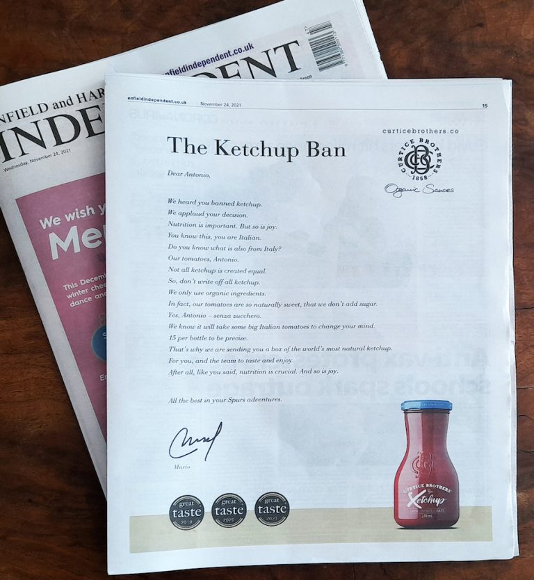 Antonio Conte verbietet den Tottenham Hotspurs Ketchup, und Curtice Brothers reagiert medienwirksam