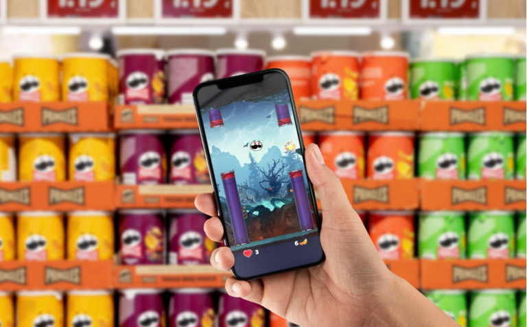 Multichannel-Gamification im LEH: Pringles launcht Smartphone-Game womit man am LEH-Chipsregal Extra-Leben sammeln muss.