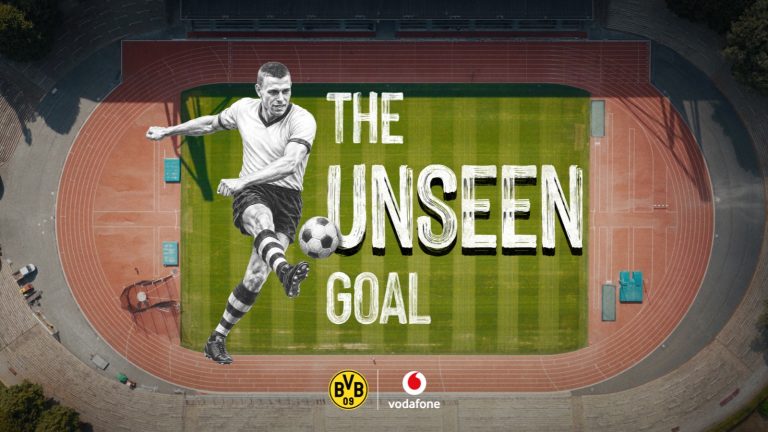 Vodafone, BVB und Jung von Matt rekonstruieren das ungesehene erste Tor der Bundesliga-Geschichte mit KI
